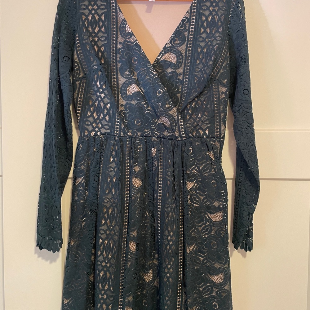 Xhilaration Teal Lace Midi Dress